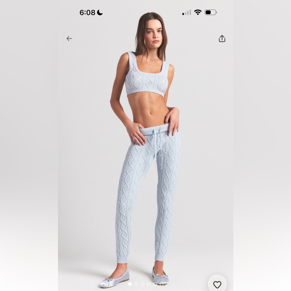 SKIMS Light Blue Cable Knit Jogger Pants